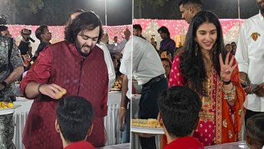 Anant Ambani and Radhika Merchant Photographed Serving Food to Villagers As Their Grand Pre-Wedding Festivities in Jamnagar Begins With 'Anna Seva'; 51,000 Served Traditional Gujarati Food (View Pics)